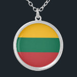 Colar Banhado A Prata Sinalizador Lituânia<br><div class="desc">Bandeira Patriótica da Lituânia.</div>