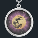 Colar Banhado A Prata *~* Sky Cosmos Universe Stars Luon Lunar<br><div class="desc">* Cosmos Celestial Luna Espacial design Silver Plated Necklace de Prata com Aumento de Energia. Esta é uma design de uma lua de ouro e lua preta e suave, com uma rajada macia de PINK, de luz refletora de cura num céu violeta roxo. Há uma representação abstrato do espaço exterior...</div>