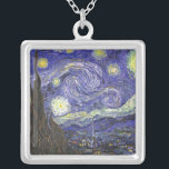 Colar Banhado A Prata Starry Night por Van Gogh<br><div class="desc">Starry Night por Van Gogh para o amante da arte ou sonhador na sua vida.</div>