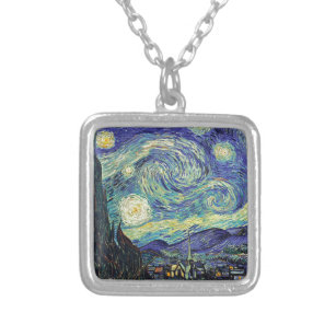 Colar Banhado A Prata Starry Night por van Gogh