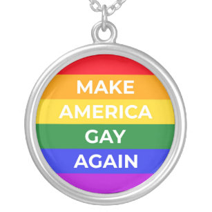 Colar Banhado A Prata Tornar a América Gay novamente