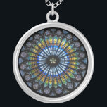 Colar Banhado A Prata Vintage Catedral de Vidro<br><div class="desc">Rosa da catedral de Estrasburgo,  catedral católica romana em Estrasburgo,  Alsácia,  França.Presente católico e cristão Excelente para Ele ou para Ela,  bem como uma lembrança viagem para si e para a família e amigos.</div>