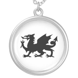 Colar Banhado A Prata Welsh Dragon