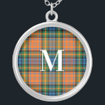 Colar Banhado A Prata Xadrez Vermelho Verde Verificação Monograma Russo<br><div class="desc">Preencha suas necessidades dotadas com este lindo colar de xadrez Murray tartan para qualquer ocasião especial,  incluindo aniversários,  feriados</div>