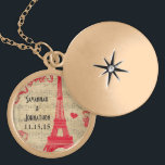 Colar de Aniversário da Torre Eiffel Vintage<br><div class="desc">Colares de Festa de casamento de Manutenção de Casamento - para alterar a cor de fundo - clique em personalizar - clique em editar - escolha a última ferramenta no menu suspenso e escolha entre uma das cores mostradas ou digite o código hexadecimal de rgb para sua cor de casamento...</div>