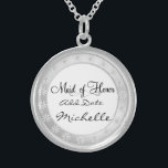 Colar de prata da madrinha de casamento para o GIF<br><div class="desc">O presente perfeito para sua MADRINHA DE CASAMENTO nupcial do partido este pendente bonito é uma parte perfeita para acentuar todo o equipamento e podem vestir-lo para sempre. Fluxo do design da margarida bonito para esta parte lindo. O grande PRESENTE ESPECIAL PARA SUA MADRINHA DE CASAMENTO em seu partido nupcial...</div>