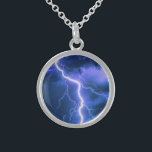 Colar De Prata Esterlina Choque Relâmpago<br><div class="desc">Por favor,  visite minha loja para obter design mais interessante e mais opções de cores. => zazzle.com/colorfulworld*</div>