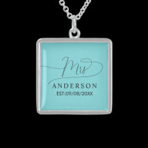 Colar clássico elegante prata e ouro turquesa