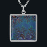 Colar De Prata Esterlina Fractal de Frost Azul-Meia-Noite<br><div class="desc">Fractal de Frost Azul da meia-noite Sinta-se livre para adicionar suas próprias palavras e/ou fotos a este item,  ou mudar a cor de fundo,  através das ferramentas de personalização do excelente do Zazzle. Este design também está disponível em muitos outros produtos. Obrigados para passar! Deus abençoe!</div>