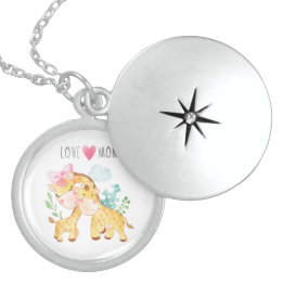 Colar De Prata Esterlina Mamãe e Baby Giraffe amando você mãe