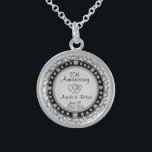 Colar De Prata Esterlina Monograma do Aniversário de 25 Silver<br><div class="desc">Monograma de casamento do aniversário de prata 25.</div>