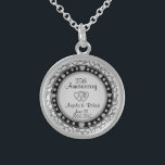Colar De Prata Esterlina Monograma do Aniversário de 25 Silver<br><div class="desc">Monograma de casamento do aniversário de prata 25.</div>
