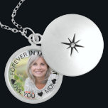 Colar De Prata Esterlina Para sempre em minha foto personalizada do coração<br><div class="desc">Foco de fotos elegante para manter um ente querido perdido perto. O modelo está configurado para que você adicione sua própria foto e você também pode editar todo o texto, se desejar. O texto fica em uma camada de borda semitransparente, acima de sua foto. A amostra de texto diz "Para...</div>