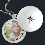 Colar De Prata Esterlina Para sempre em minha foto personalizada do coração<br><div class="desc">Foco de fotos elegante para manter um ente querido perdido perto. O modelo está configurado para que você adicione sua própria foto e você também pode editar todo o texto, se desejar. O texto fica em uma camada de borda semitransparente, acima de sua foto. A amostra de texto diz "Para...</div>