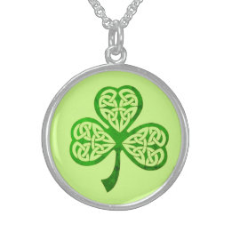 Colar De Prata Esterlina Rua Celta de Shamrock. Dia de Patrick
