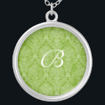 Colar de Prata Sterling Lace Verde Monograma<br><div class="desc">Linda Lace Sterling Silver Necklace - a cor de fundo pode ser alterada. Excelente como um favor de casamento,  presente de casamento,  presente de aniversário ou presente de feriado.</div>