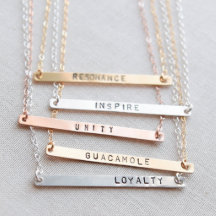 Colar do Bar de Nome Dourado Personalizado do Rosa
