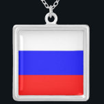 Colar Elegante com Bandeira da Rússia<br><div class="desc">Elegante Colar Sterling Silver com Bandeira da Rússia. Este produto é personalizável.</div>