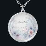 Colar Floral Cor Azul Cor-de-Água Rosa<br><div class="desc">Belo Colar Floral Azul Cor-de-Água Rosa</div>