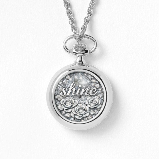 Colar Floral Prata Brilhante (Frente)