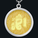 Colar Inglês Amarelo Ganesha Sterling<br><div class="desc">Belo Colar de Prata Design de Ganesha. Excelente como um favor de casamento,  presente de casamento,  presente de aniversário ou presente de feriado. Altere a cor de fundo,  se desejar. Você pode adicionar texto/cor do seu nome.</div>