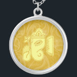 Colar Inglês Amarelo Ganesha Sterling<br><div class="desc">Belo Colar de Prata Design de Ganesha. Excelente como um favor de casamento,  presente de casamento,  presente de aniversário ou presente de feriado. Altere a cor de fundo,  se desejar. Você pode adicionar texto/cor do seu nome.</div>