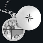 Colar Medalhão Colagem da foto de família<br><div class="desc">A colar personalizada bonita do locket com as 4 de suas fotos de família feitas sob encomenda arranjou em uma colagem quadrada da foto da grade. Adicione suas fotos de família favoritas e criar um impressão bonito da arte das canvas da lembrança. O clique personaliza-o às fotos do movimento ao...</div>