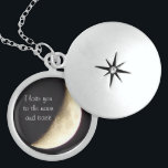 Colar Medalhão Eu te amo à lua e à colar/locket traseiros<br><div class="desc">Colar bonita com uma imagem da lua que eu fotografei.</div>