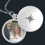 Colar Medalhão Foto de Aniversário de Casamento Keepsasasaace<br><div class="desc">Colares de Manutenção Escolha Prateado ou Prata Esterlente</div>