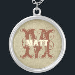 Colar Monograma do Damasco de Vintagem de Coral Pr<br><div class="desc"></div>