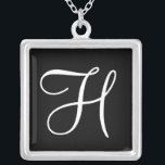 Colar Pendente Personalizado Quadrado H Monograma<br><div class="desc">Colar Pendente Personalizado Quadrado H Monograma.</div>