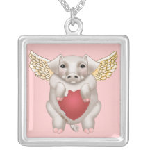 Colar quadrado Flying Pig Love