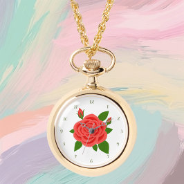 Colar relógio Rosa Vermelha