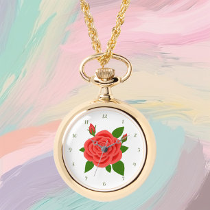 Colar relógio Rosa Vermelha