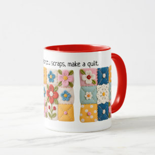 Colcha de Retalhos de Flores Bordadas Caneca