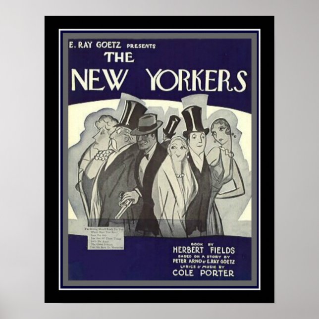 Cole Porter Art Deco "New Yorkers" Impressão 16 x  (Frente)
