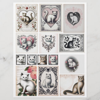 Coleção Adorável de Ephemera Gato para Papercraft