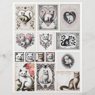 Coleção Adorável de Ephemera Gato para Papercraft