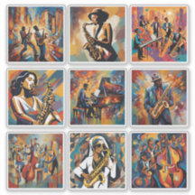 Coleção de Adesivos de Arte de Música Jazz