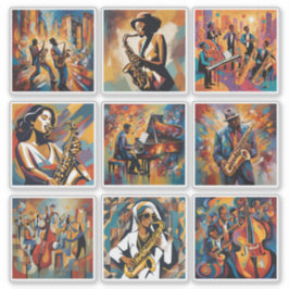 Coleção de Adesivos de Arte de Música Jazz