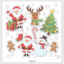Coleção de Adesivos de Natal Festivos: Papai Noel