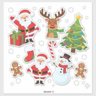 Coleção de Adesivos de Natal Festivos: Papai Noel