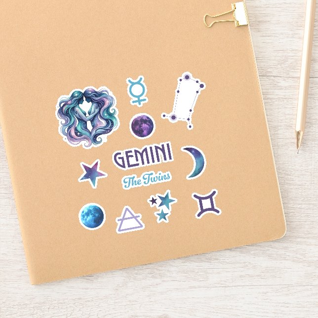 Coleção de Adesivos do Zodíaco de Gêmeos (Notebook)