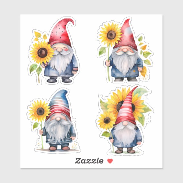 Coleção de Adesivos Gnome & Girassol (Folha)