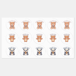Coleção de Adesivos Motivacionais de Urso Kawaii F