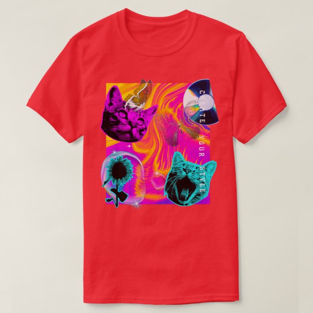 Coleção de Camisas Feias de Gato de Trippy TSirt (Frente do Design)