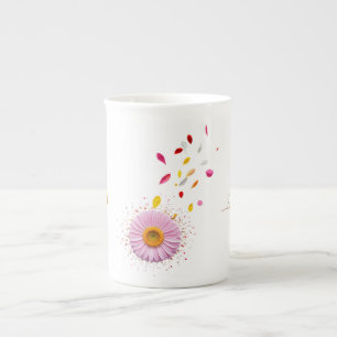 Coleção de Canecas de Porcelana Bone China Floral