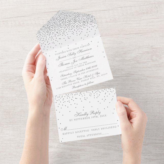 Coleção de Casamentos Vintage Glam Silver Confetti (Aba destacável)