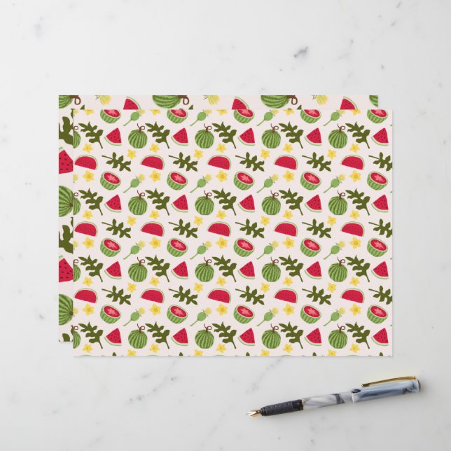 Coleção de padrões da fruta - Melancia (Frente/Verso In Situ)