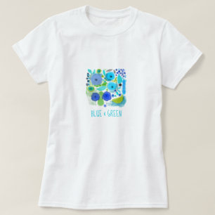 Coleção de t-shirt de ilustração azul e verde